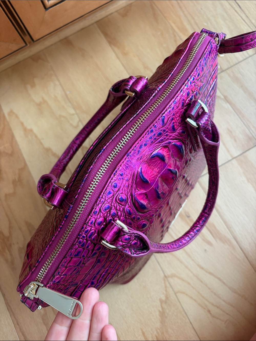 Brahmin duxbury voltage violet satchel Melbourne shoulder bag croc leather rare - Picture 12 of 17